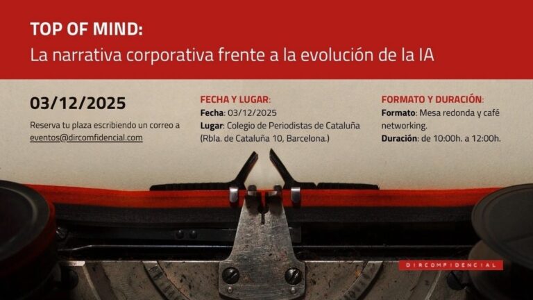 DIRCOMFIDENCIAL organiza en Barcelona un Top of Mind sobre el impacto de la IA en los equipos de Comunicación